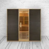 purehaven Infrarotsauna 160x210x200 cm für 6 Personen aus kanadisches Hemlock-Tannenholz Thermometer Schöpfkelle Saunasteine