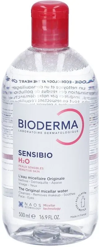 Bioderma Sensibio H2O Mizellenwasser 500ml – Make-up Entferner & Gesichtsreinigung für empfindliche Haut, mild & beruhigend, ohne Abspülen, auch für Augen, französische Apotheke