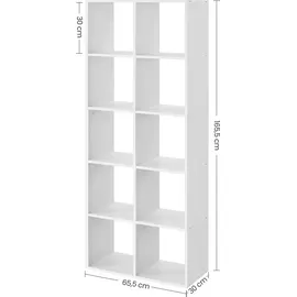 VASAGLE Bücherregal 10 Fächer Weiß