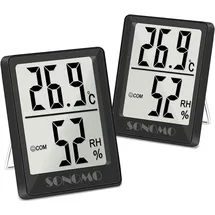 Sonomo Thermo-Hygrometer Schwarz 2 Stück
