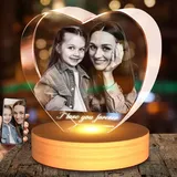 Emoragifou Personalisierte 3D Foto Glas, 3D Glasfoto mit Leuchtsockel, 3D Kristall Foto Glasbilder Fotogeschenke mit Lasergravur, Personalisierte Geschenke für Frauen, Freundin, MäNner, Mama, Papa