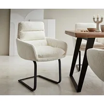 DeLife Freischwinger Abelia-Flex Bouclé Weiß schwarz