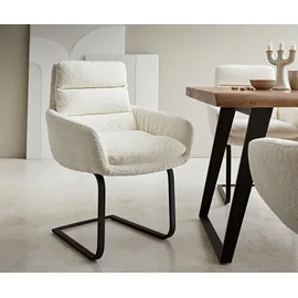 DeLife Freischwinger Abelia-Flex Bouclé Weiß schwarz