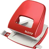 Leitz Büro Locher aus Metall, Für 30 Blatt, Anschlagschiene mit Formatangaben, Ergonomisches Design, rot, 50086025