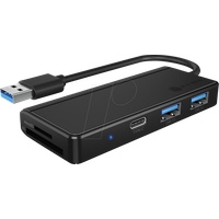 RaidSonic Icy Box IB-HUB1423CR-U3, USB-Hub, Dual-Slot-Cardreader, USB-A 3.0 [Stecker]