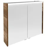 Fackelmann LED-Spiegelschrank Verona 80 cm 2 Türen Nussbaum