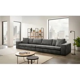 Home Affaire 4-Sitzer HOME AFFAIRE "SLEETLAND XXL in Samtvelours oder Vintage-Leder-Optik", grau (dunkelgrau), B:400cm H:72cm T:113cm, Sofas, besonders groß und bequem