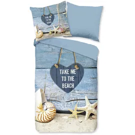 Muller Textil Beach heart unifarben Blau 135 x 200 cm + 2 x 80 x 80 cm