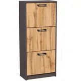 home collective Schuhschrank, Graphit, Eiche, Holz, 28x116x50 cm, Garderobe, Schuhaufbewahrung, Schuhkipper