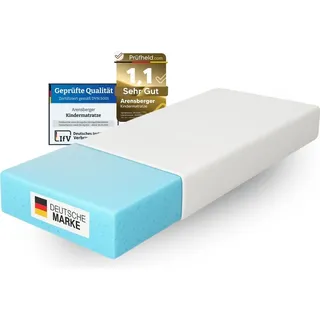 Arensberger Kindermatratze Babymatratze NORA 60x120cm Bezug waschbar & abnehmbar punktelastischer Gelschaum Jugendmatratze, allergikerfreundlich Premium Bezug