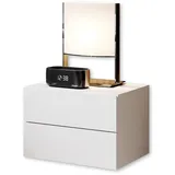 Stella Trading Livetastic Nachtschrank, Weiß, Holzwerkstoff, 2 Schubladen, 42x28 cm hängend, Schlafzimmer, Nachttische