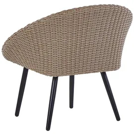 Beliani Gartenmöbel Set Natürlich 2-Sitzer Rattan Stahlgestell Runder Tisch Sicherheitsglas Inkl. Auflagen in Hellbeige Terrasse Outdoor Modern - Gr.: onesize