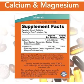 NOW Foods Calcium & Magnesium Tabletten 100 St.