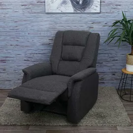 Mendler Fernsehsessel HWC-F23, Relaxsessel Liege Sessel, Stoff/Textil 102x79x96cm grau ohne Massage- und Wärmefunktion