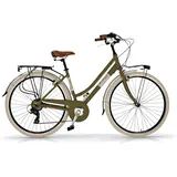 Via Veneto VV605AL Damenfahrrad Citybike 28 Zoll Grün Oliva | Fahrrad Damen Retro Cityräder City Bike | 6 Gänge, Aluminiumrahmen, Schutzblech, LED-Licht und Gepäckträger City-Bike Damen