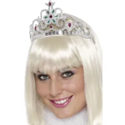 Blumen Steinchen Diadem Silber - OS