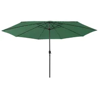 VidaXL Sonnenschirm mit LED-Leuchten und Metallmast 400 cm Grün