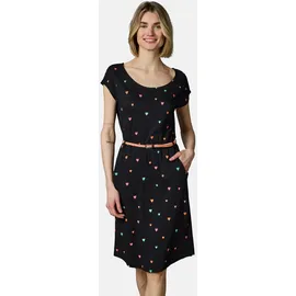 Ragwear Shirtkleid Midikleid Herzchen-Print Schwarz M