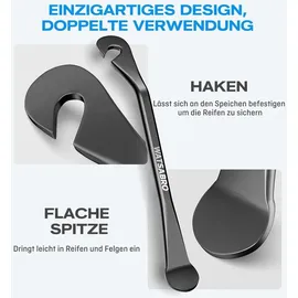 luxuskollektion Fahrrad Reifenheber Metall 3 Stück Werkzeug schwarz