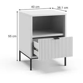 Vicco Nachtschrank Eliza 40 x 38,1 x 55 cm Weiß