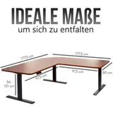Mendler Eck-Schreibtisch HWC-D40, Computertisch elektrisch höhenverstellbar 178x178cm 84kg MVG ~ natur, schwarz