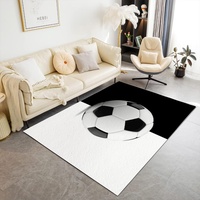 DALYNN Teppich 140x200 cm Schwarz-Weiß Fußball 3D Bedruckt Bedruckt Wohnzimmer Teppich, rutschfest Teppich Sportfußball für Flur Wohnzimmer Schlafzimmer Kinderzimmer Dekoration Bodenmatte