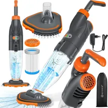 Kesser KESSER® Poolsauger mit Akku elektrisch Pool Bodensauger Handsauger Poolreiniger mit Filter 2-Geschwindigkeits-System Handsauger Reinigungsset kabellos, Inkl. Abdeckung