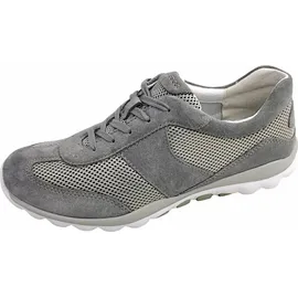 Gabor Comfort 66966-39 Rollingsoft Schnürer, Damen, Leder, Silber/Grau, Sneaker - Damenschuhe Bequeme Schnürschuhe, Grau, leder/textil (dreamvelour/mesh perl) - Grau