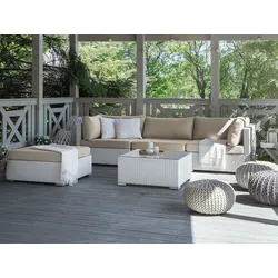 Lounge Set SANO PE Rattan Weiß Rechtsseitig