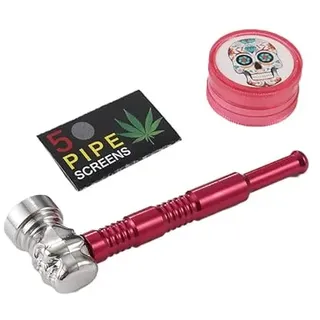 Pur-Pfeifen Set | 5 Edelstahlsiebe | Abschraubbarer Kopf | Leichte Reinigung | Smoking Pipe Pfeife Glas Rauchen | Gebrauch von Tabakwaren