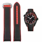 FOUUA Uhrenarmband 22mm 20mm für Omega kompatibel mit Omega-Armband Uhrenarmband Silikon und Canvas Faltschließe Passend für Omega [SpeedMaster] [Seamaster] [De Ville]