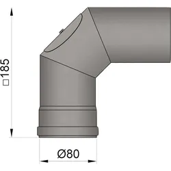 Pellet Rauchrohrbogen mit Tür schwarz 80 90°