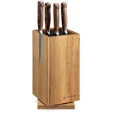 Navaris Drehbarer Magnet Messerblock aus Akazienholz mit Borsteneinsatz - Messer Block unbestückt aus Holz für Küchenmesser Kochmesser Kochbesteck