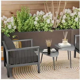 Outsunny Couchtisch 2er Set, Wetterfest Balkontisch aus Stahl Beistelltisch