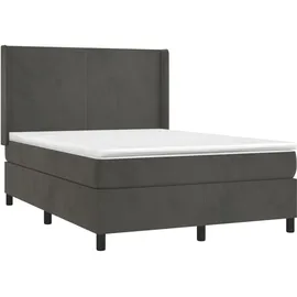vidaXL Boxspringbett mit Matratze & LED Dunkelgrau 140x200 cm Samt