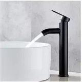 Odipie - Mattschwarzer Wasserhahn, Kupfer-Badezimmer-Waschbecken-Mischbatterie, mattierter Wasserhahn für heißes und kaltes Wasser, elegante