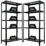 Proregal Mega Deal 2x Schwerlastregal Ares| HxBxT 180x90x40cm Fachlast 125 kg Schwarz