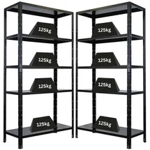 Proregal Mega Deal 2x Schwerlastregal Ares| HxBxT 180x90x40cm Fachlast 125 kg Schwarz