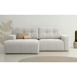 Ecksofa HOME AFFAIRE "Turnon, Lounge-sofa, Breite 221 cm", beige (creme), B:221cm H:84cm T:153cm, 100% Polyester, Sofas, Chenille, mit Knopf- und Doppelsteppung, elegantes Aussehen