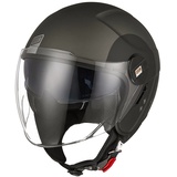 ORIGINE Motorradhelm Jethelm Roller Helm Scooter Helm Chopper Helm Moped Mofa Helm mit Doppelvisier ECE Zertifizierung (Track Black Titanium,M)
