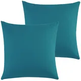 Class Home Collection Kissenbezug 80x80 Baumwolle – Kissenbezüge 80x80 im 2er Set – Weiche Kissenhüllen 80x80 für Sofa & Bett – Kopfkissenbezug für Kissen 80x80 cm mit Reißverschluss – Petrol