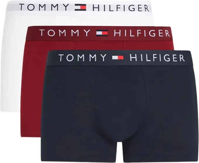 Tommy Hilfiger 3er-Pack Trunk TH Original Herren-Unterwäsche - Himmelblau/Weiß/Rot XXL