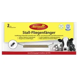 Aeroxon® Stall-Fliegenfänger, Speziell zur Fliegenbekämpfung im Stall entwickelte insektizidfreie Klebefalle, 1 Packung = 2 Stück inkl. 4 Aufhängeschnüren