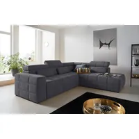 DOMO collection Ecksofa DOMO COLLECTION "BRANDON L-Form, auch in Leder", grau (dunkelgrau), B:275cm H:80cm T:228cm, Sofas, Ecksofa, inklusive Kopfteilverstellung, wahlweise mit Sitztiefenverstellung