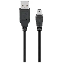 goobay USB-Kabel Typ A 4polig Stecker/USB-Mini B 5polig Stecker schwarz 0,15m