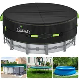UIRWAY 366 cm Poolabdeckung, 420D Winterabdeckung für oberirdische Pools, Uv-Schutz Pool Abdeckplane Mit Kordelzug Und BodennäGeln FüR StabilitäT Und Einfache Installation