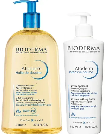 Bioderma Atoderm Routine Für Trockene Haut: Duschgel 1 l + Ultra-Beruhigende Creme 500ml