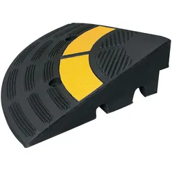 PROREGAL Reflektierende Bordstein-Rampe aus Hartgummi | Abschlusselement | HxBxT 10x30x30cm | LKW geeignet & belastbar bis 40 Tonnen | Schwarz-Gelb