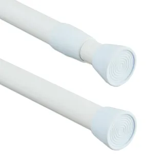 Relaxdays Teleskopstange, 150–280 cm, Klemmstange für Duschvorhang, Gardine, Türrahmen, Edelstahl, ohne Bohren, weiß