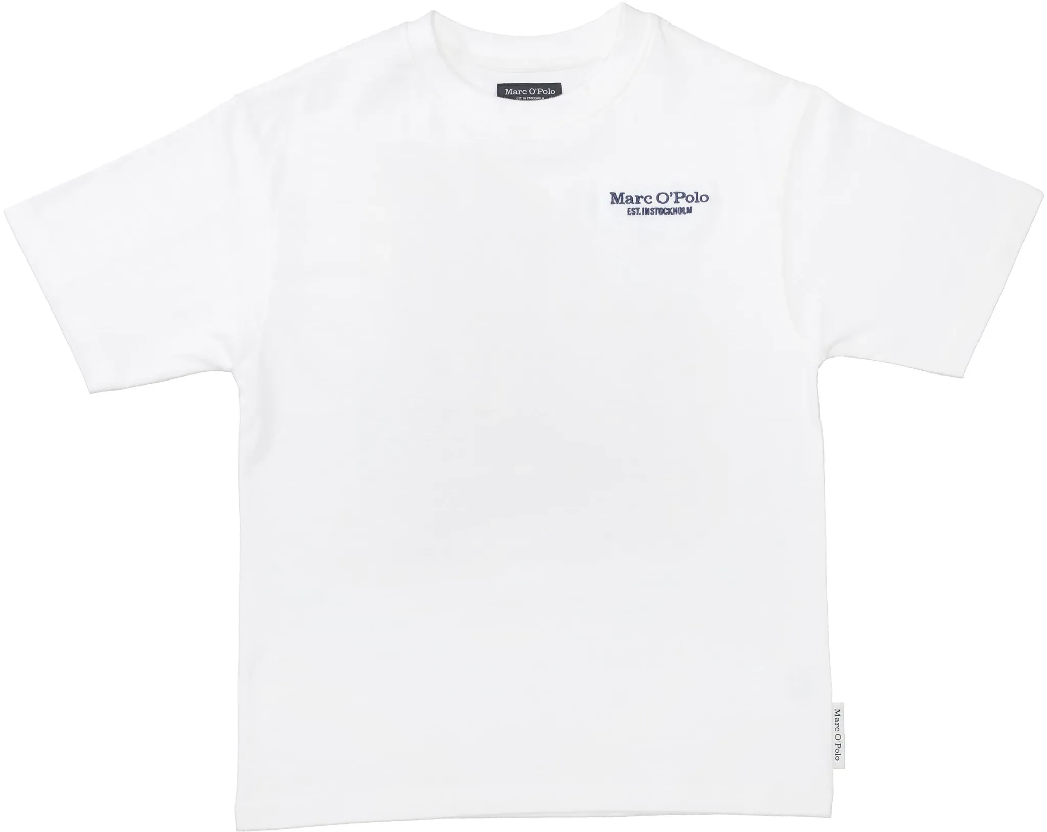 T-Shirt MARC O'POLO, Jungen, Gr. 140, weiß (weiß cotton), Jersey, Obermaterial: 100% Baumwolle, regular fit normal, Rundhals, abgesteppte Kante, Shirts T-Shirt, großer Rückenprint, normale Passform